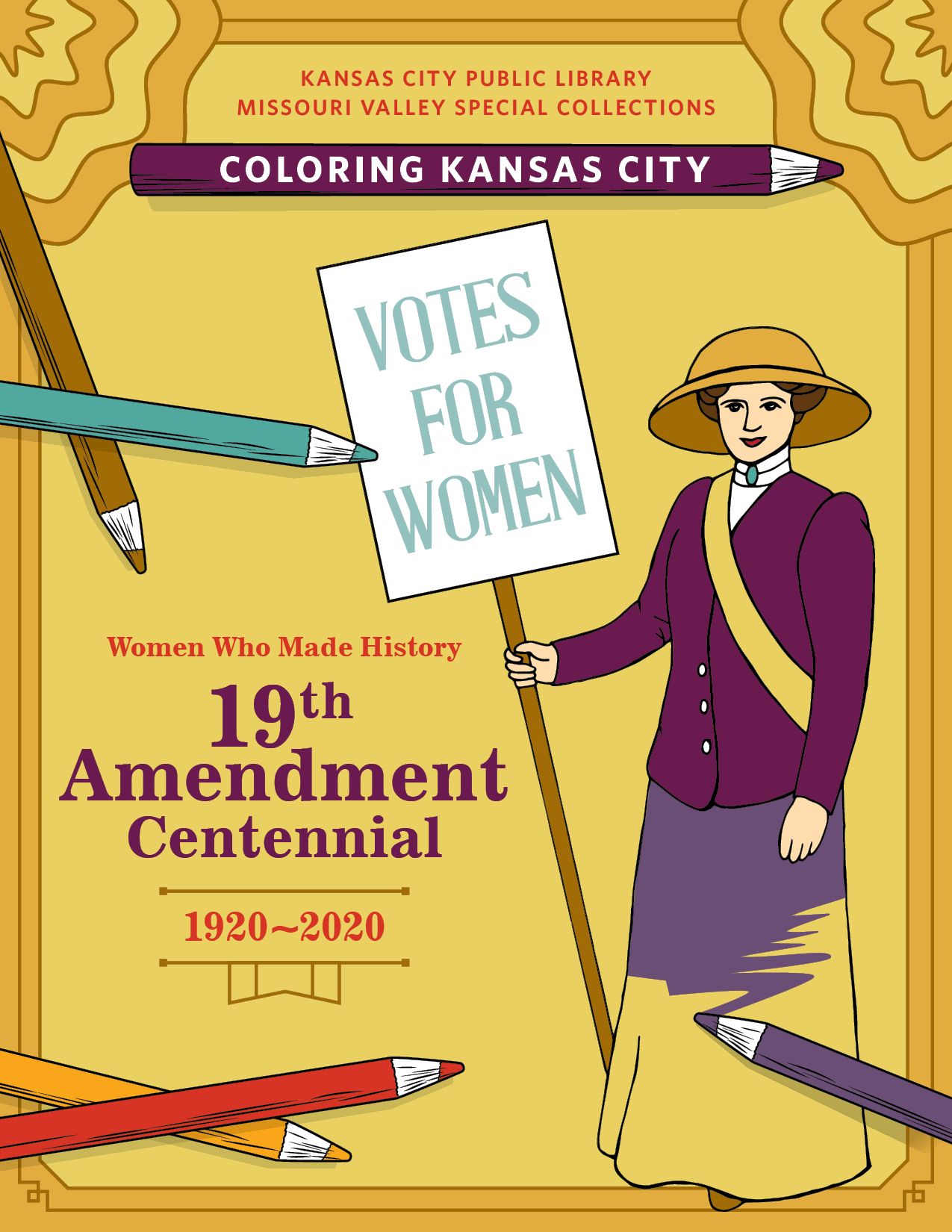 19th Amendment Centennial coloring book cover art